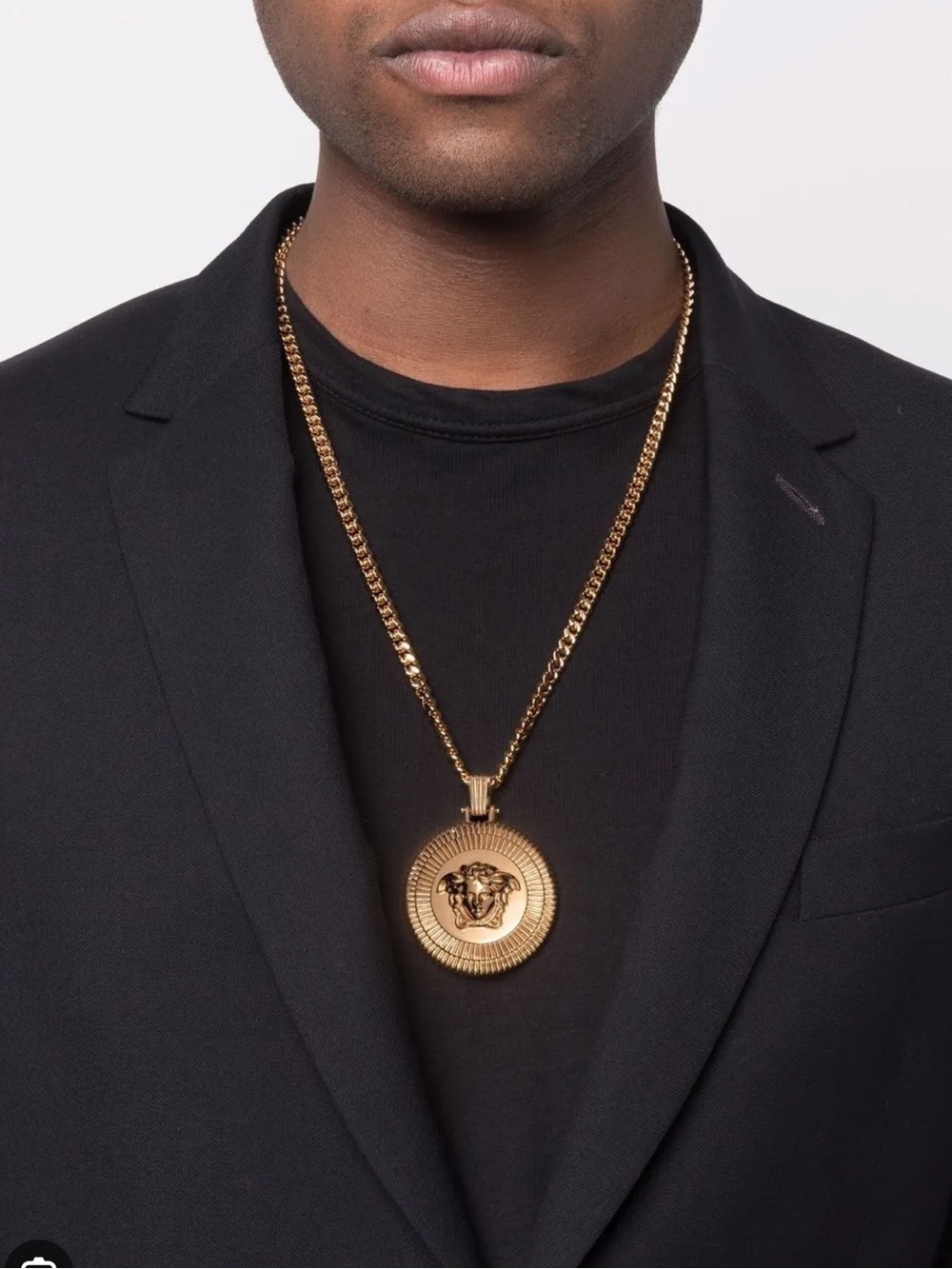 Versace Biggie Gold Medallion Pendant Necklace